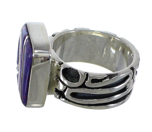 Magenta Turquoise Inlay Southwestern Silver Ring Size 5-3/4 AX61014